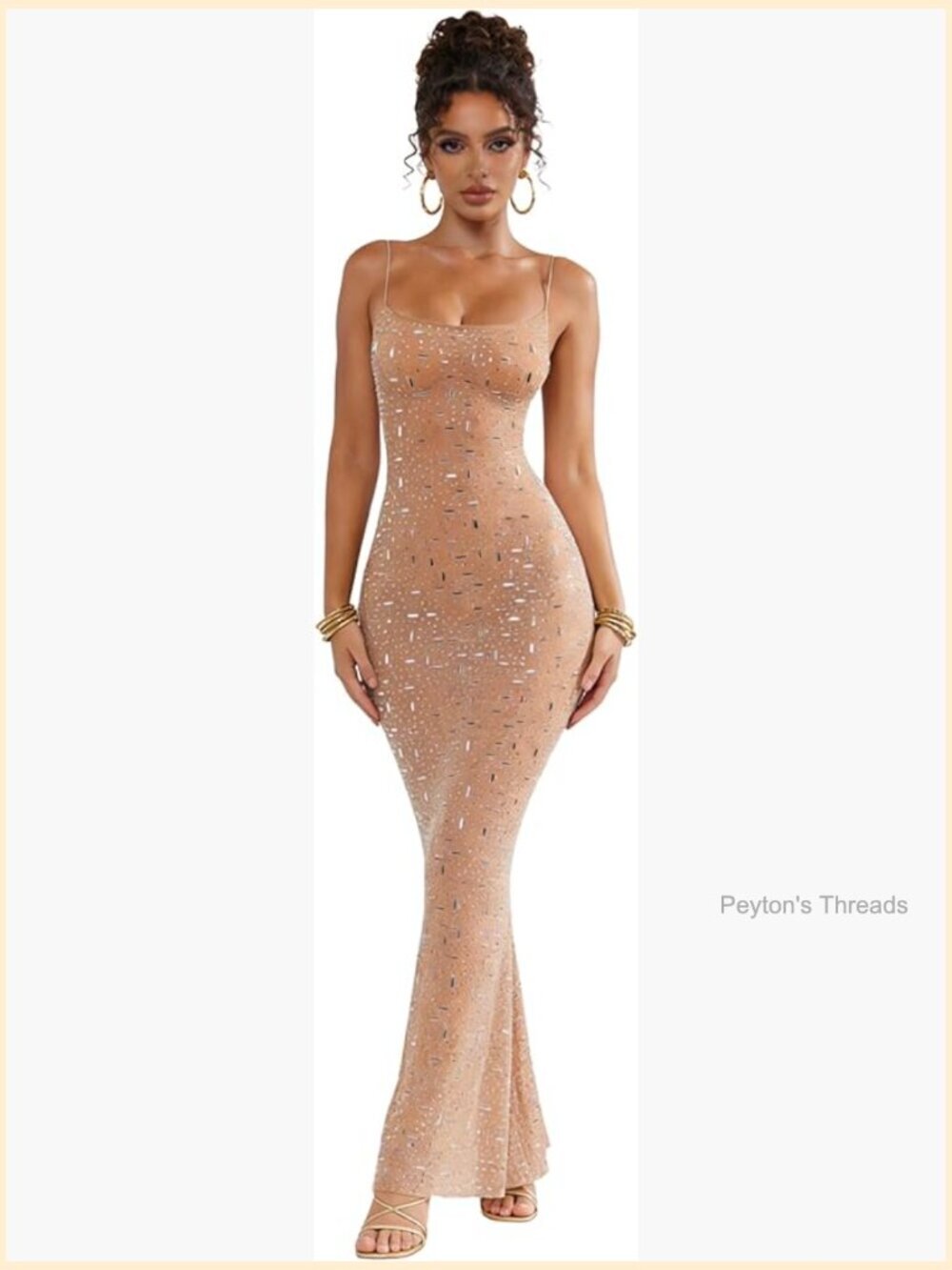 Mesh Rhinestone Cover Up Dress Sparkle Sheer Maxi Swimwear Coverups - Picture 1 of 7